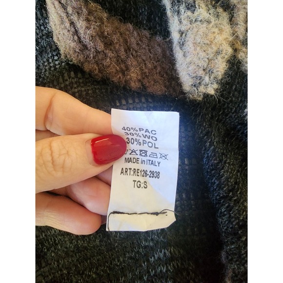 Fleur De Lis Knit Vest Cardigan Sleeveless Open Front Black Floral Small Boho‎ - Picture 8 of 10